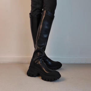 Versión de Piel de Oveja ~ Botas Altas por Debajo de la Rodilla con Plataforma Oculta para Mujer, Ajustadas, Elásticas, Estilizadoras, Casuales, Deportivas, para Montar a Caballo - Product Image 3