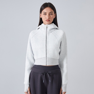 <span class=keywords><strong>Survêtement</strong></span> à capuche femmes fermeture éclair veste courte taille élastique <span class=keywords><strong>bas</strong></span> tissu doux tenue d'entraînement en plein air sport vêtements <span class=keywords><strong>de</strong></span> sport à capuche - Product Image 4