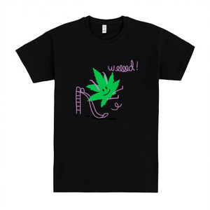 T-shirt Weed Leaf Sliding Down Slide noir pour adulte unisexe, vêtement promotionnel - Product Image 2