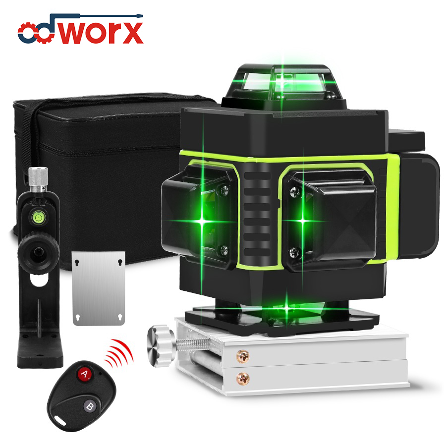 Лазерный нивелир 16 линий зеленая линия 4D самовыравнивания 360 горизонтальный и вертикальный крест супер мощный зеленый лазерный луч Лазерный уровень