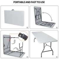 Table pliante longue en plastique robuste de 2,4 m (8 pieds) pour 12 personnes, idéale pour les mariages, banquets, fêtes et événements – Prix de gros