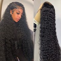 Perruque de style européen-américain, petites boucles africaines, lace front 13x4, raie centrale, cheveux synthétiques longs bouclés, résistants à la chaleur