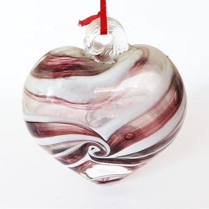 Hanging Large Murano Glass Ribbon Stripes Friendship Heart Shaped Charm <strong>Gazing</strong> <strong>Balls</strong> for Home Garden Ornaments Crafts - Product Image 4