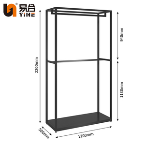 Cửa Hàng May Mặc Bán Lẻ Thanh Treo Quần Áo Màu Đen Thiết Kế Nội Thất Giá Trưng Bày Quần Áo Nam - Product Image 3