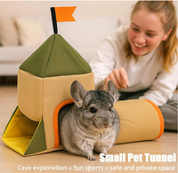 Petit refuge pour animaux de compagnie et maison de jouets pour hamster et cochon d'Inde Tunnel de maison en polyester réutilisable écologique Aménagement paysager