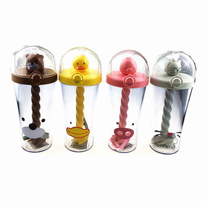 Commercio all'ingrosso creativo cartone animato animale di miscelazione tazza di paglia carino tazza di plastica con flusso diretto di acqua potabile per i bambini - Product Image 5