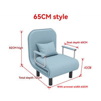 Sofá Cama Plegable Multifuncional de Tamaño Pequeño con Estructura Metálica Moderna y Tapicería de Tela para Sala de Estar