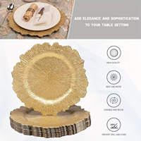 Assiettes de présentation décoratives en plastique pour mariage, 13 pouces, motif récif doré, en acrylique, pour dîner de mariage