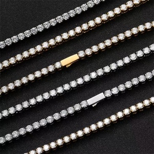 Conjunto de Joyería de Lujo Personalizado: Collar y Pulsera de Cadena de Tenis de Acero Inoxidable con Circonitas de 4mm para Hombre y Mujer - Product Image 1