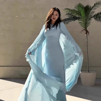 Robe Abaya personnalisée OEM, style vintage inspiré de Dubaï, à manches cloche amples, à volants, longueur ras du sol, à motifs floraux, respirante, pour femmes, pour usage quotidien et pour les fêtes
