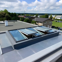 Fenêtre de toit moderne à cadre en aluminium, double vitrage trempé, lamellé-collé, pour jardin, avec persienne, sécurité intelligente et automatique
