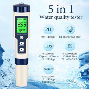Testeur d'eau portable, testeur de pH/<span class=keywords><strong>TDS</strong></span>/salinité/température et EC 5 en 1, <span class=keywords><strong>TDS</strong></span>, kit de test d'aquarium et de <span class=keywords><strong>piscine</strong></span> d'eau salée - Product Image 3