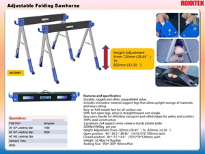 SH7200T regolabile Sawhorse pieghevole Sawhorse gemello 1000kg capacità Per coppia di regolazione dell'<span class=keywords><strong>altezza</strong></span> ha visto cavallo - Product Image 2