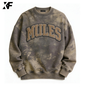 <span class=keywords><strong>Felpa</strong></span> <span class=keywords><strong>Oversize</strong></span> Lavata XUFEI OEM Personalizzata, Stile <span class=keywords><strong>Vintage</strong></span>, 500 Gsm, Ricamata, 100% Cotone, per Uomo - Product Image 1