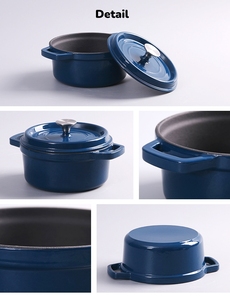 Casserole ronde <span class=keywords><strong>en</strong></span> <span class=keywords><strong>fonte</strong></span> émaillée de 32 cm x 40 cm, <span class=keywords><strong>grande</strong></span> capacité, pour usage commercial, avec couvercle - Product Image 2