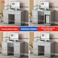 Bureau d'ordinateur commercial moderne en acier inoxydable 304, table de travail multi-tiroirs verrouillable, armoire pour unité centrale de traitement, hôpital, laboratoire