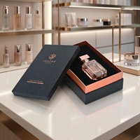 Boîte Cadeau de Luxe Noire Haut de Gamme pour Parfum, Logo Doré Rose, Emballage Cosmétique Rigide Personnalisé, Lamination Mate, Vente en Gros Vide