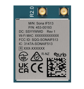 Módulos multiprotocolo Ezurio 453-00193R Sona IF513 1216 con chipset estándar para diversidad de antenas MHF4L en transmisiones de radio. - Product Image 2