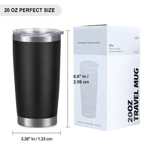 Gobelets à café réutilisables en acier inoxydable avec logo personnalisé, double paroi isolée, tasse de voyage pour le camping, gobelet isotherme de 20 oz - Product Image 3