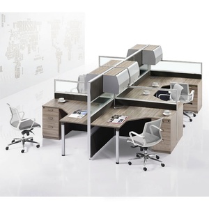 โต๊ะทำงานสำนักงานไม้ 2 ที่นั่ง พร้อมตู้เก็บของเหนือศีรษะ - Product Image 4