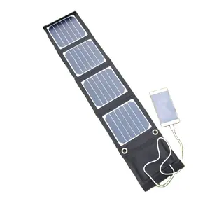 Sunpower-Panel Solar portátil de 14W para iPhone/teléfono móvil, cargador de batería USB Dual plegable, conjunto completo