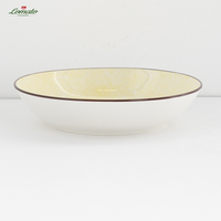 Ensemble d'assiettes et de bols en céramique moderne couleur crème Macron, vaisselle imprimée vibrante, écologique, compatible micro-ondes, pour la maison et les cafés