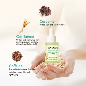 Soro facial de acne de pele sensível anti-idade de marca própria, soro triplo calmante e calmante para aveia, tratamento facial anti-envelhecimento - Product Image 5