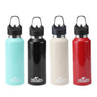 Bouteille d'eau de voyage en acier inoxydable à double paroi isolée sous vide, colorée, 500 ml, à large ouverture, portable, pour enfants, sports de plein air