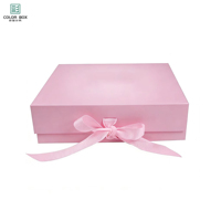 Boîte cadeau en carton rigide pliable rose avec poignée magnétique, logo personnalisé, vente en gros, écologique, luxe, gaufrage, emballage pour vêtements