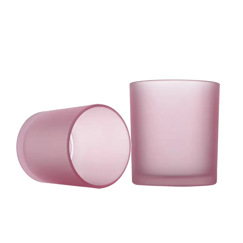 8Oz 10Oz Glossy Crytal Roze Zwart Wit Cilinder Glas Kaars Jar Container Met Deksel En Geschenkdoos