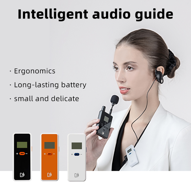 2.4G Wireless Tour Guide System DL-F2 Transmitter DL-108 Receiver 70M Transmission 35H Working Time for Museum Travel
