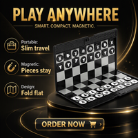 Jeu d'échecs magnétique international, style portefeuille, plateau pliable, mini jeu d'échecs portable de voyage