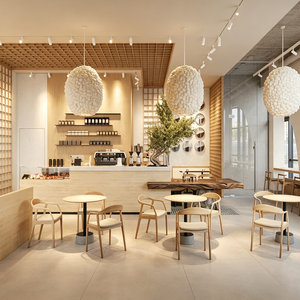 Bar à café en bois stand d'affichage suspendu ouvert pour café dessert showroom - Product Image 2