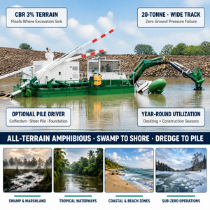 Drague-coupeuse amphibie diesel, barge ponton, navire d'aspiration de sable <span class=keywords><strong>pour</strong></span> l'entretien des canaux marécageux et le désassèchement des rivières - Product Image 4