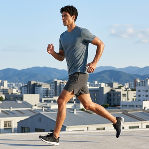 Shorts de sport classiques simples pour hommes, séchage rapide, tissu respirant, design intemporel, taille élastique, cordon de serrage réglable, poches basiques - Product Image 3
