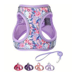 Ggtd <b>Pet</b> <b>Harness</b> With Leash Breathable Floral Print For Small Medium Dogs And Cats - Product Image 5