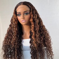 Perruque Lace Front Transparente Noire pour Femme, Longue, Ondulée Profonde, en Fibre Haute Température, Naturelle, Réglable, Densité 180%