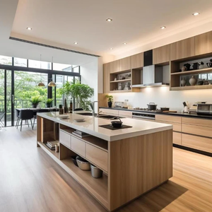 Meubles de cuisine sur mesure de style européen avec îlot central pour le développement d'appartements de luxe - Product Image 1
