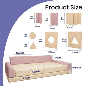 Children's Modular <b>Sofa</b> Set 14-Piece Foam Play Furniture For <b>Kids</b> Age 3 And Above With High-Elasticity Filling - Product Image 2