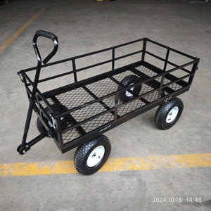 Chariot en métal robuste de 1200 livres chariot de cour à lit plat côtés en maille amovibles rouleau conteneur jardin ferme cour chariot à benne basculante OEM - Product Image 3