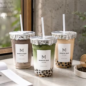 Vente en gros de gobelets en plastique PET personnalisés de 16 oz avec couvercle, gobelet en plastique transparent PET de 98 mm pour boissons, lait, thé à bulles - Product Image 4