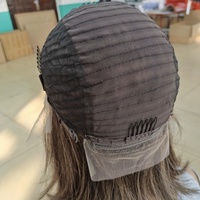 Perruque Bob Remy Péruvien sans colle, transparente, personnalisée, 2/8A, mélange de couleurs, pour cheveux de bébé, avec dentelle frontale coupée, sangles réglables, densité 180%
