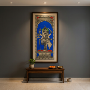 Cette peinture est une Ardhnarishwer Gauri Shankar Pattachitra, un art traditionnel, une décoration suspendue pour salon intérieur. - Product Image 4