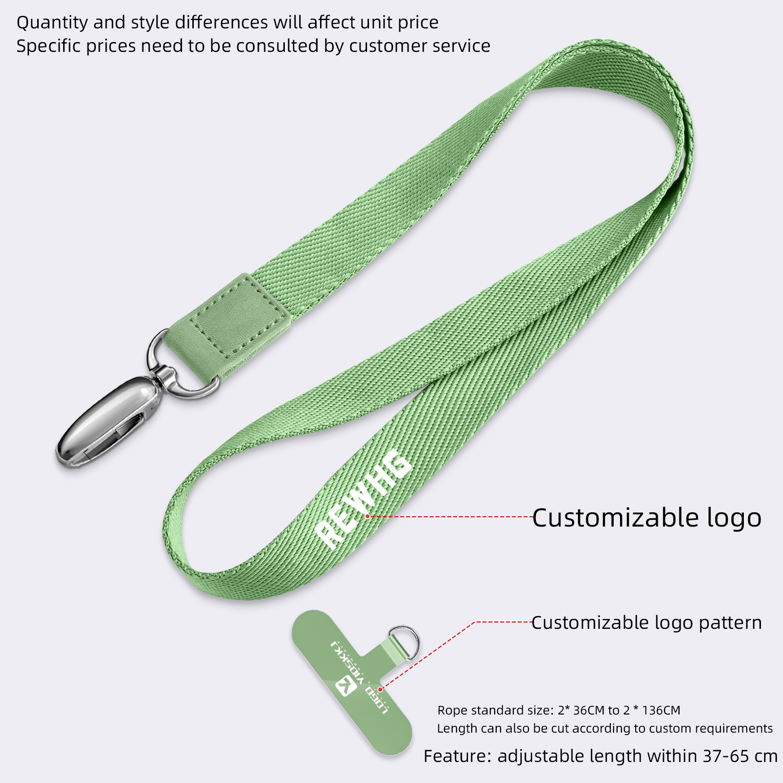 Longe large (longueur, couleur et accessoires)