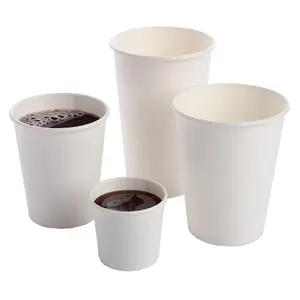 bonito copos descartáveis de café Suppliers-Xícaras de papel de parede individuais descartáveis da cor branca diferentes tamanhos com tampas para café e outras bebidas