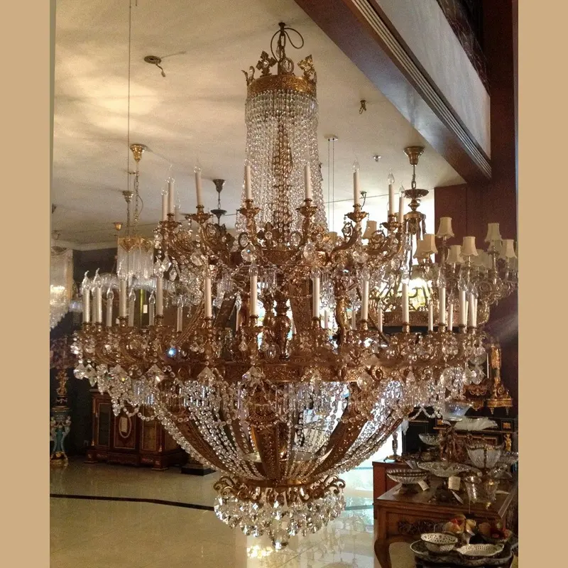 Elegant antique brass crystal chandeliers