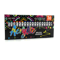 Marqueur acrylique double face Premium ART WALKER 12/24/36, pointe pinceau souple, à valve arrière, pour coloration de modèles et projets DIY