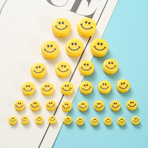 Cuentas Acrílicas Planas con Cara <span class=keywords><strong>Sonriente</strong></span> en Amarillo, de 6, 8, 10, 12, 14 y 16 mm, para la Fabricación de Pulseras y Collares - Product Image 1