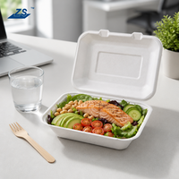 Boîtes alimentaires rectangulaires à clapet sans BPA 9x6 pouces, jetables, pour salades