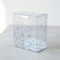 Boîte d'emballage en plastique transparente personnalisée avec languette intégrée anti-rayures, imprimé géométrique à pois et lignes, pour flacon d'huile essentielle